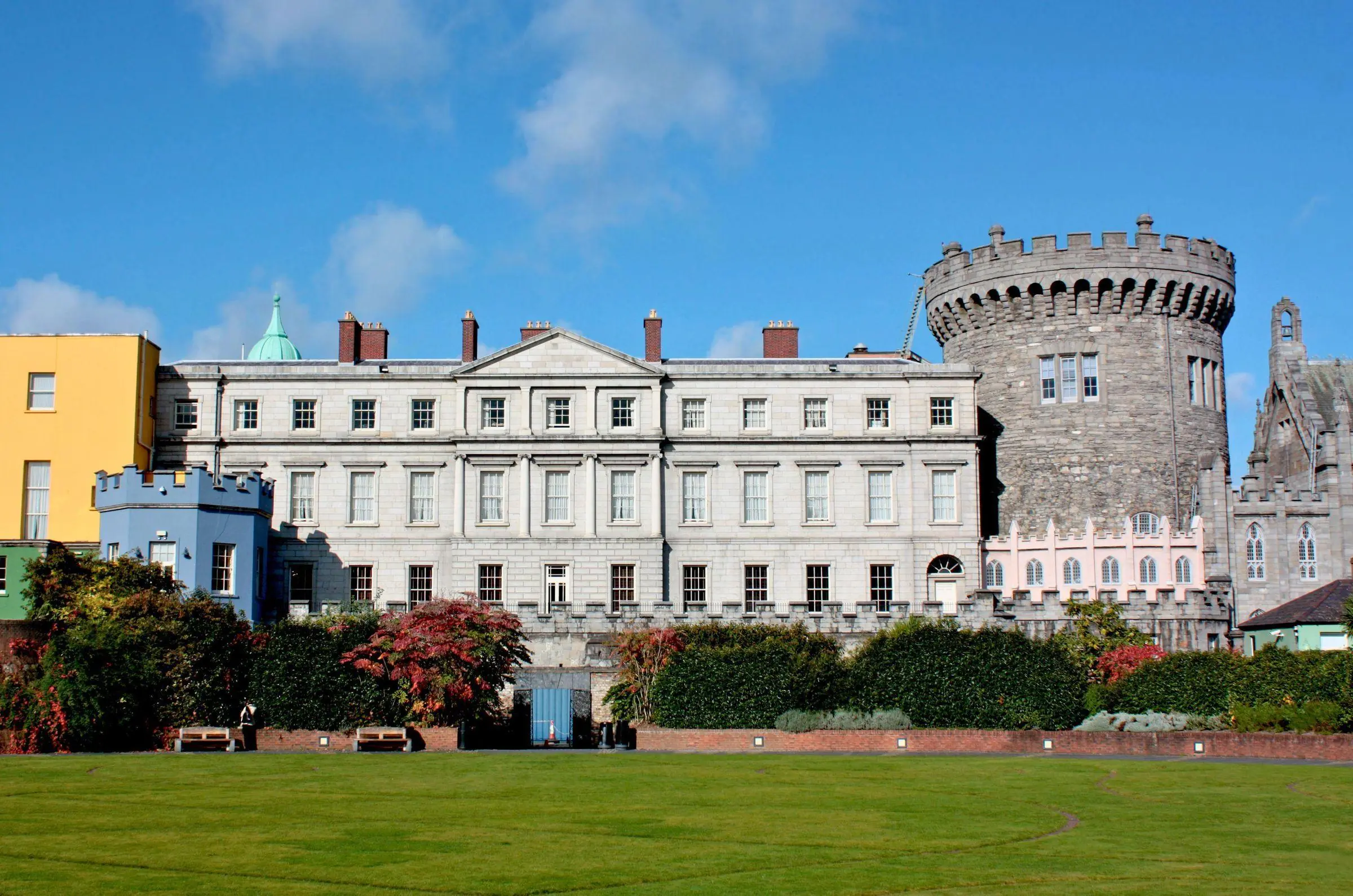 The exterior courtyard and Record Tower of Dublin Castle