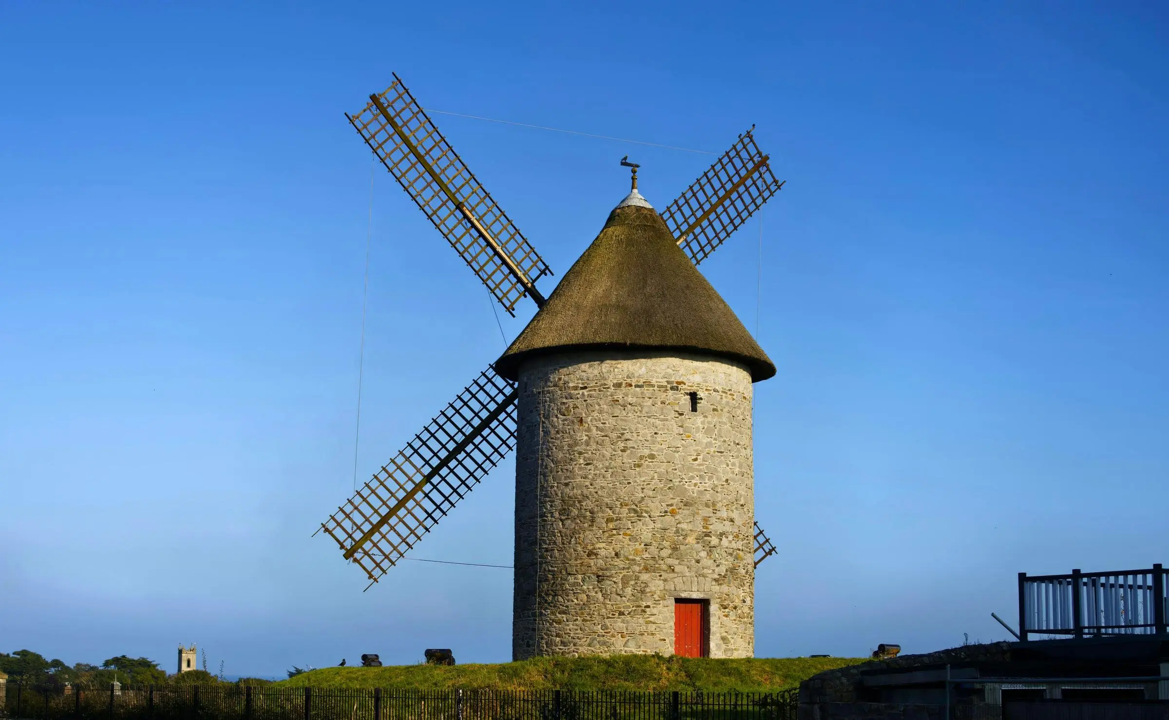 The Great Windmill at Skerries Mills standing against a blue sky